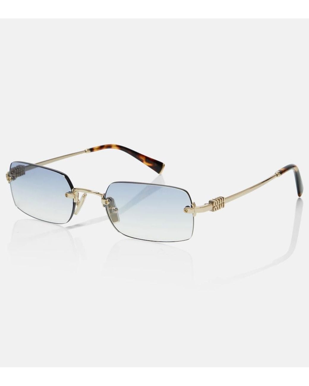 Miu Miu Blue Logo Rectangular Sunglasses