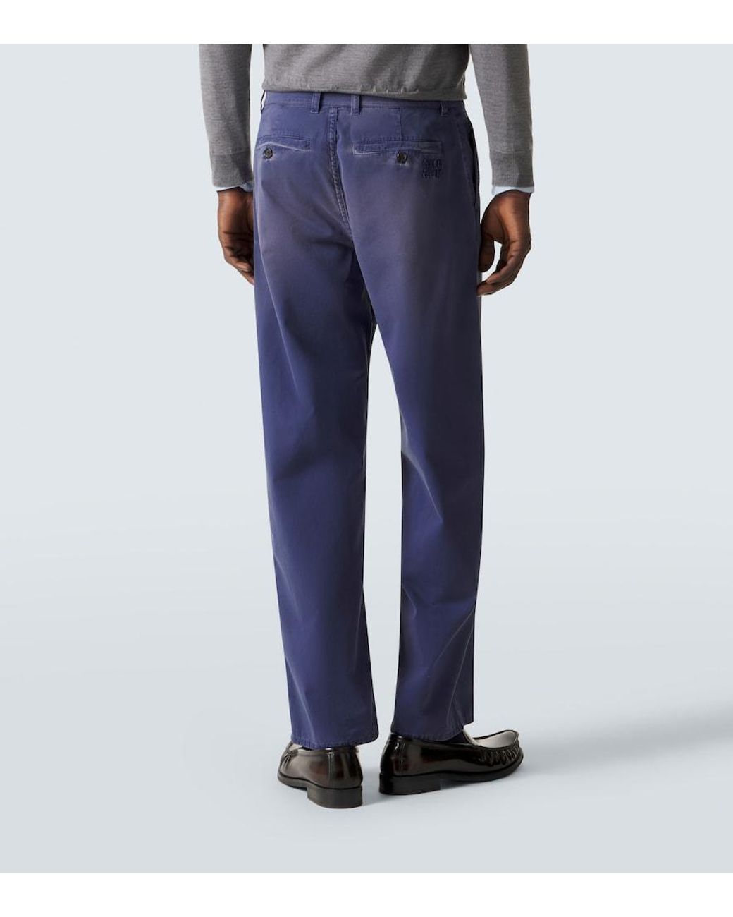 Miu Miu Blue Cotton Gabardine Wide-Leg Pants for men