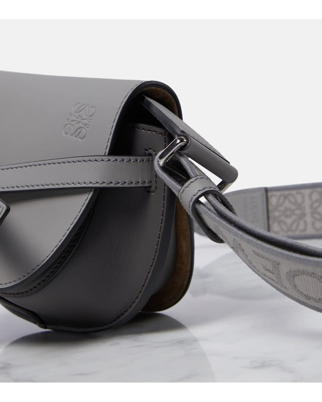 Loewe Gate Dual Mini Leather Shoulder Bag in Gray Lyst