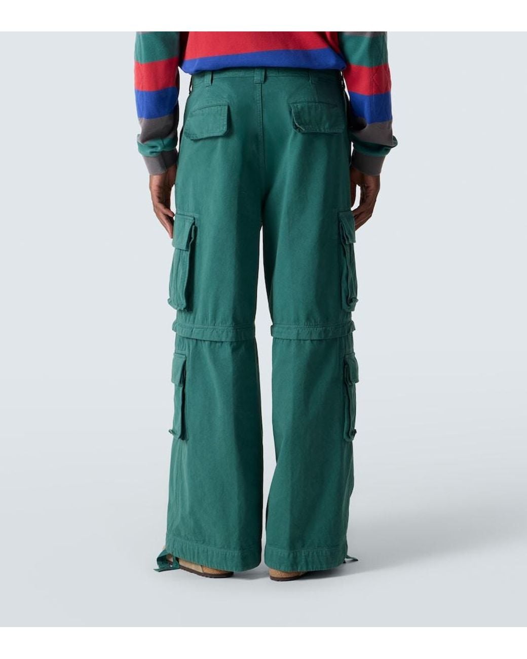 ERL Green High-Rise Cotton Cargo Pants for men