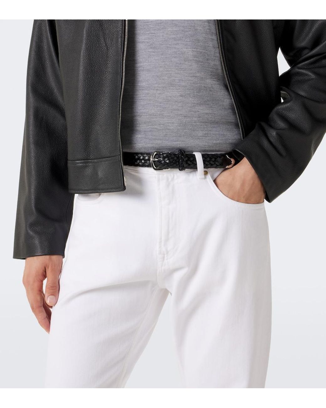 Lardini Black Braided Leather Belt for men