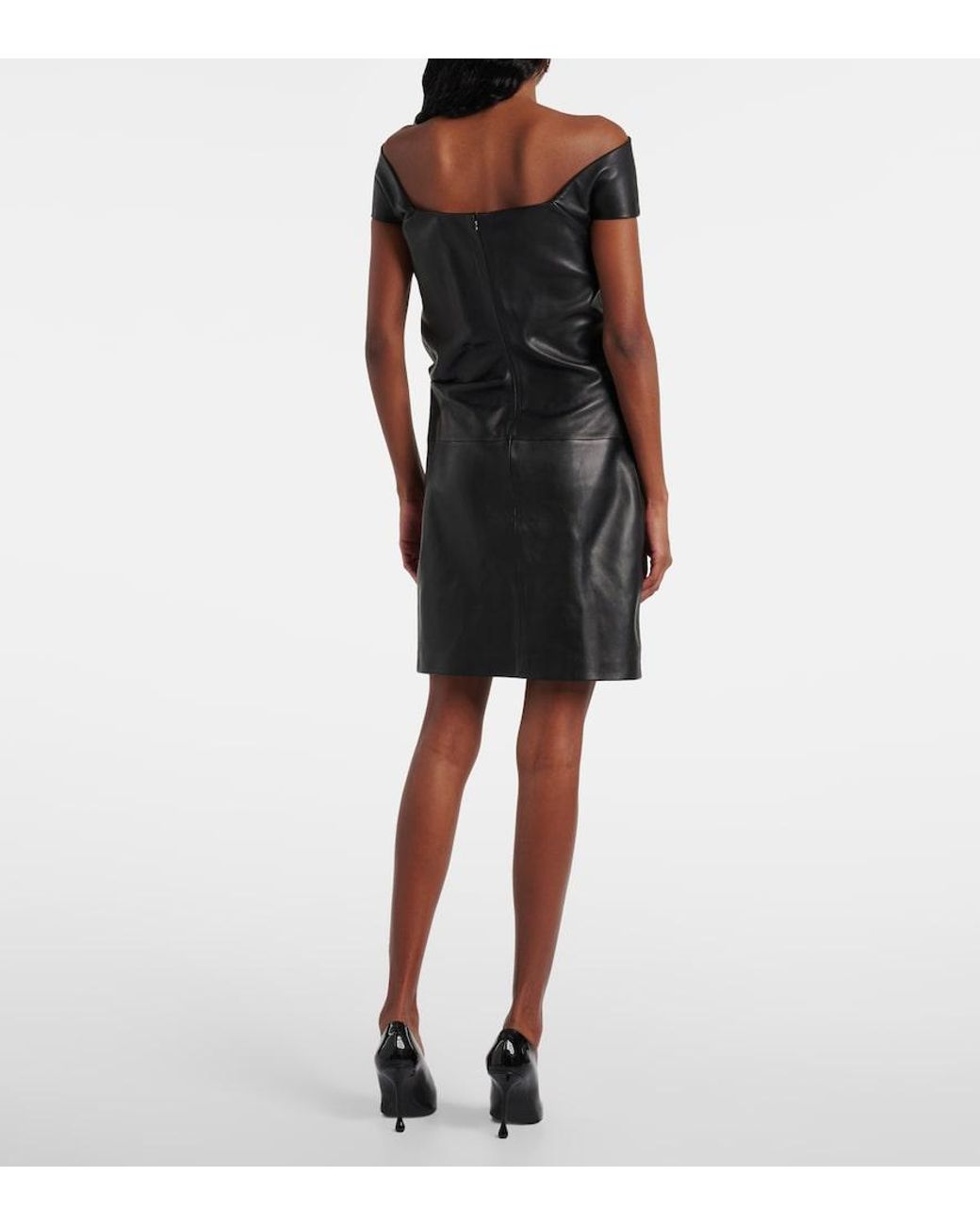 Jean Paul Gaultier Black Cutout Draped Leather Cocktail Dress