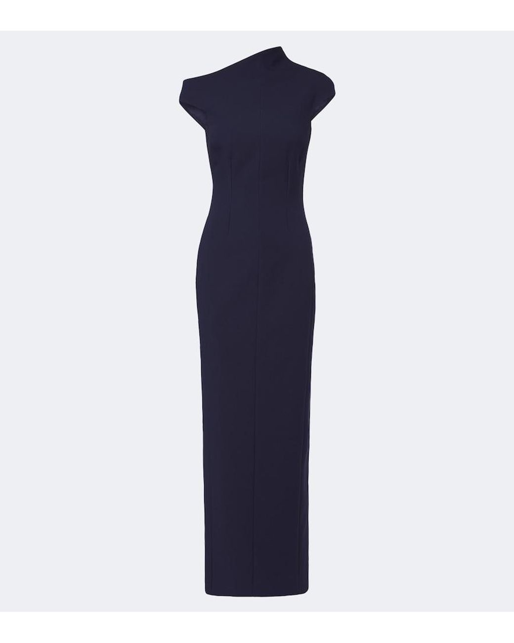 Solace London Blue Arion Asymmetric Crepe Cocktail Dress
