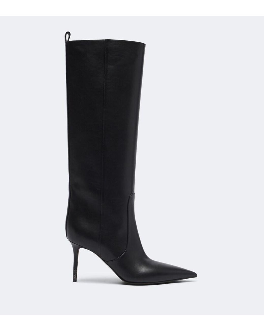 Brunello Cucinelli Black Monili Leather Knee-High Boots
