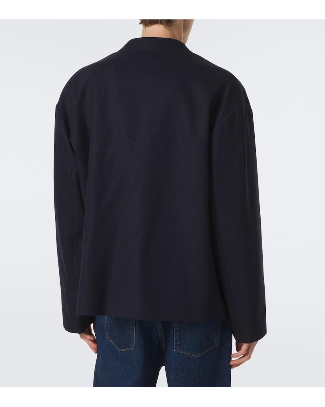Jil Sander Blue Wool Overshirt for men
