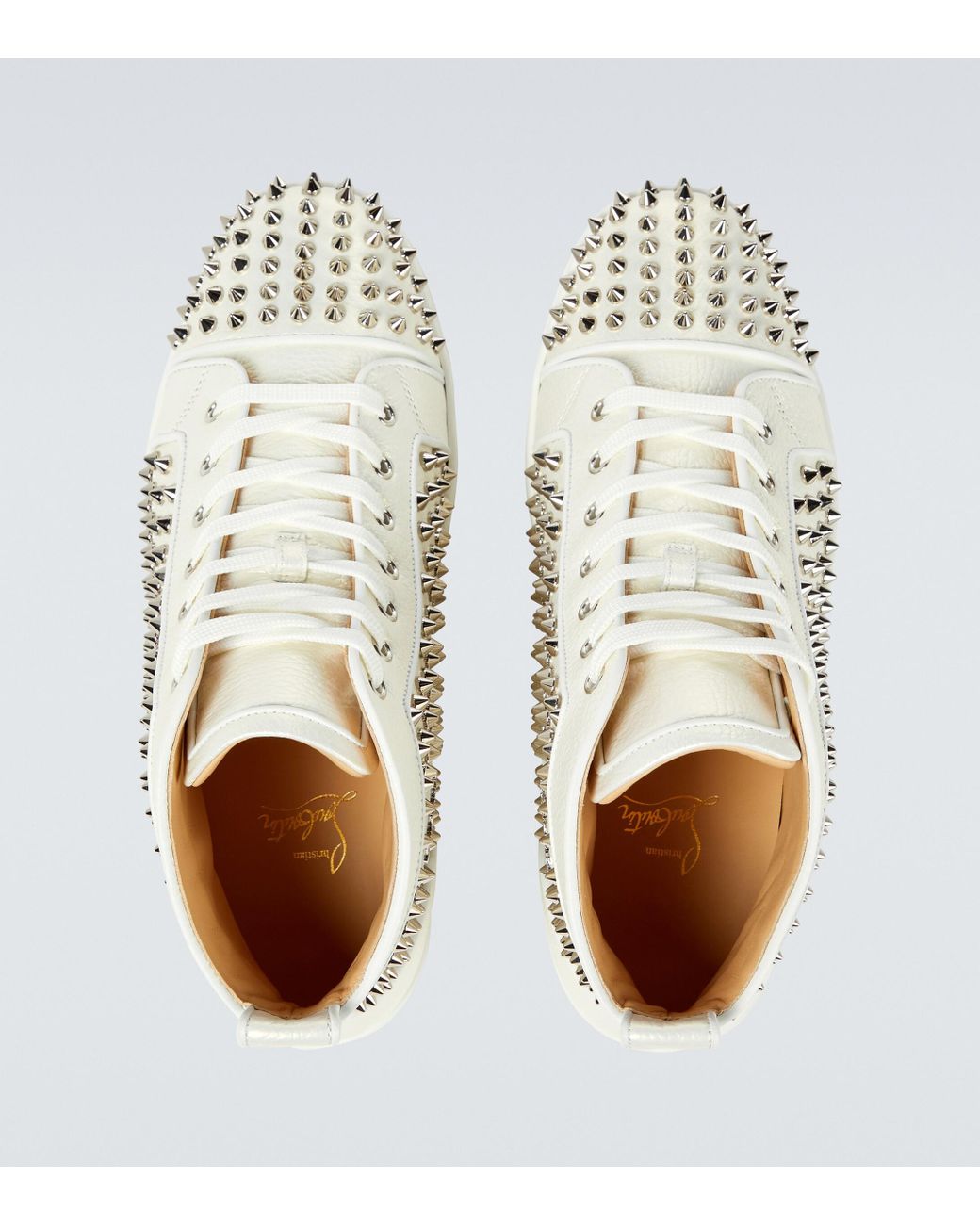 Christian Louboutin Leather Louis Orlato Spikes Sneakers in White 