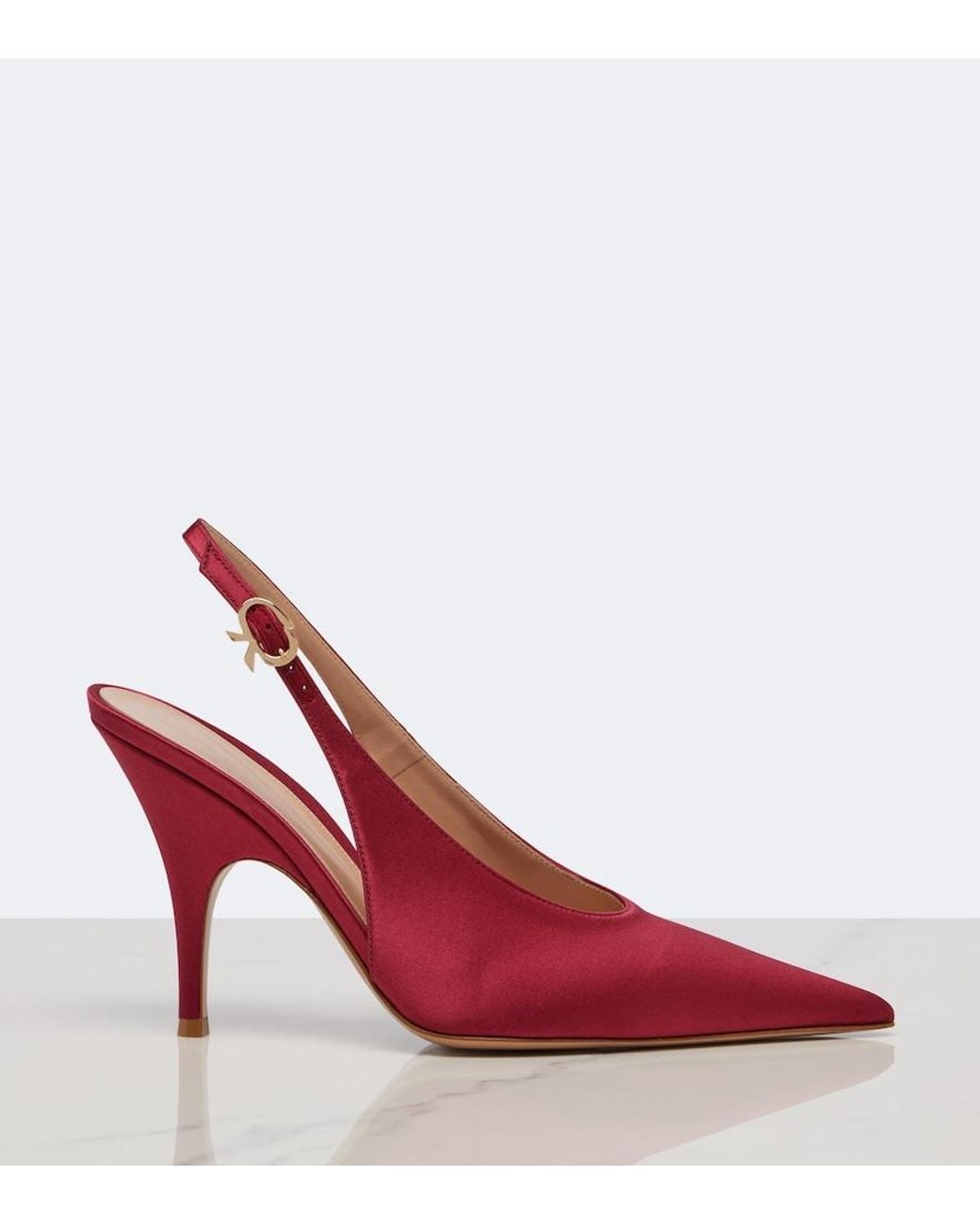 Gianvito Rossi Red Sofia Satin Slingback Pumps