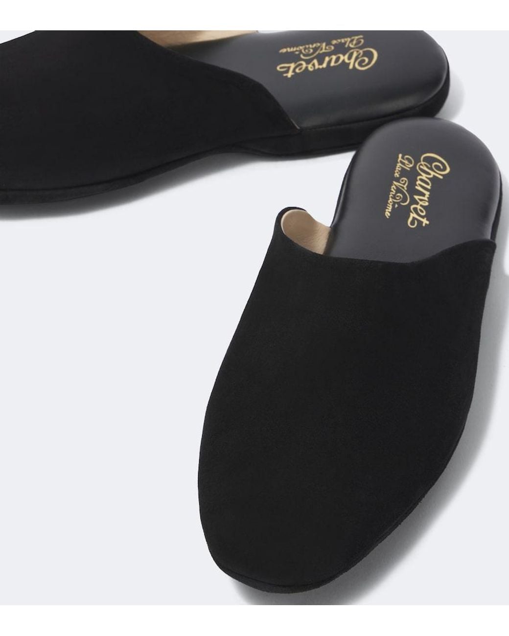Charvet Black Suede Slippers for men