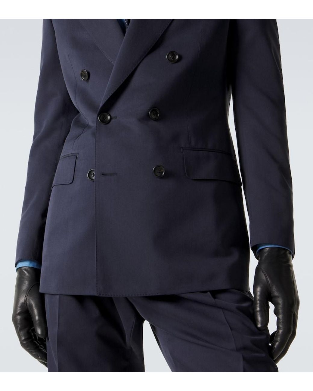 Tom Ford Blue Double-Breasted Silk Blazer for men