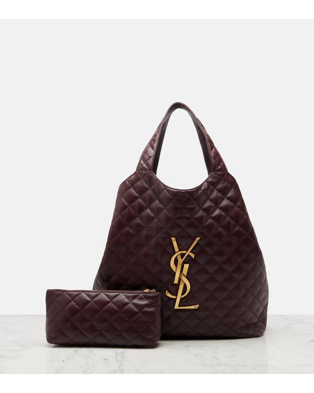 Saint Laurent Red Icare Maxi Quilted Leather Shopper