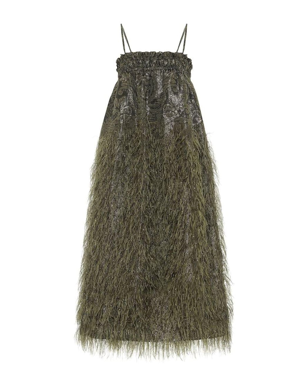 green emerald velvet dress Ganni // Green Ripstop Maxi Dress – VSP Consignment main image 1