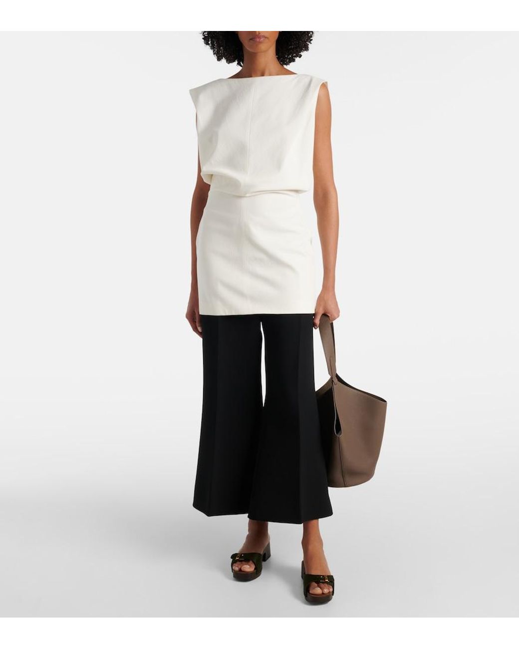 Khaite Blue Walter Cotton Canvas Flared Pants