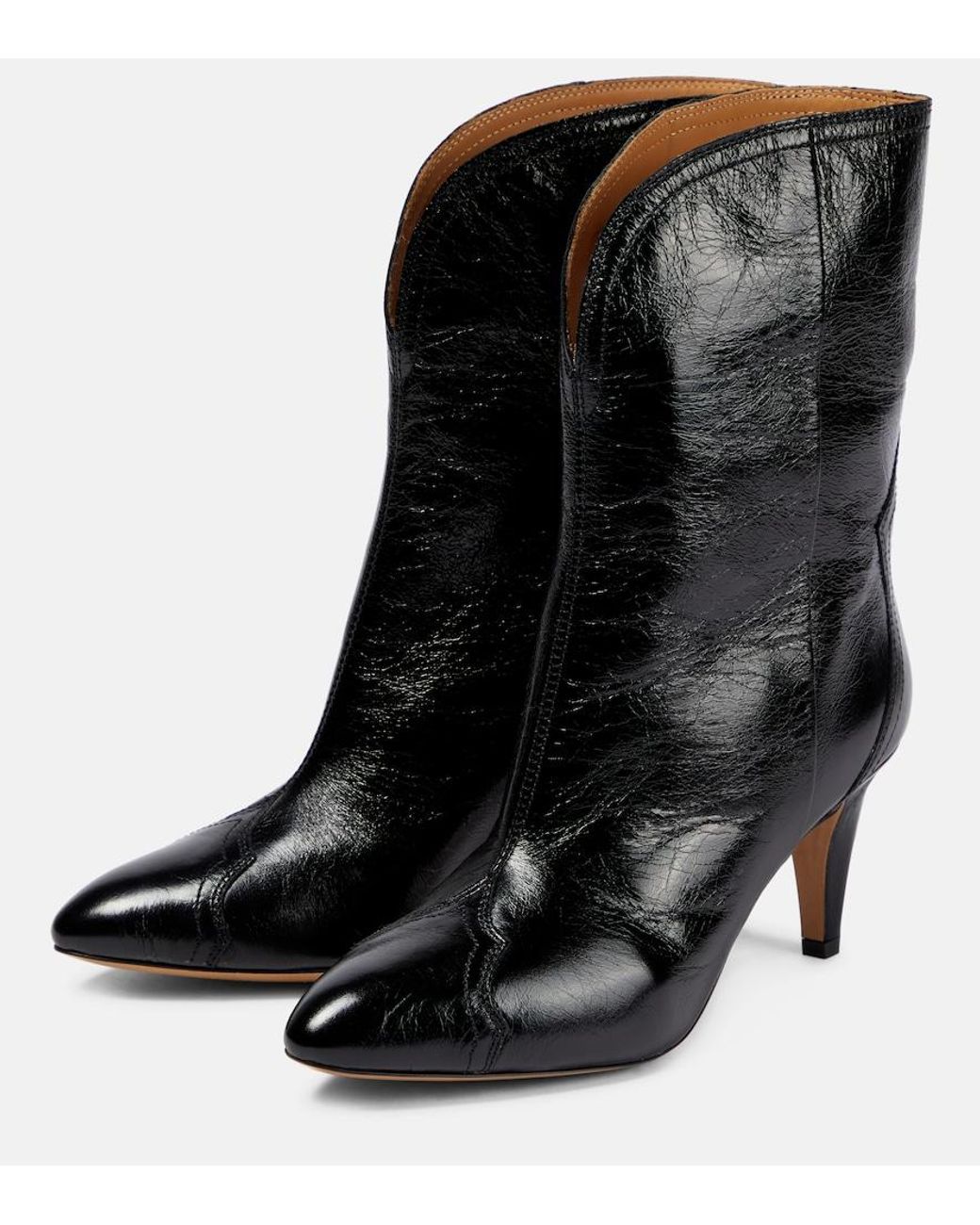 Isabel Marant Black Dytho Crinkled Leather Ankle Boots