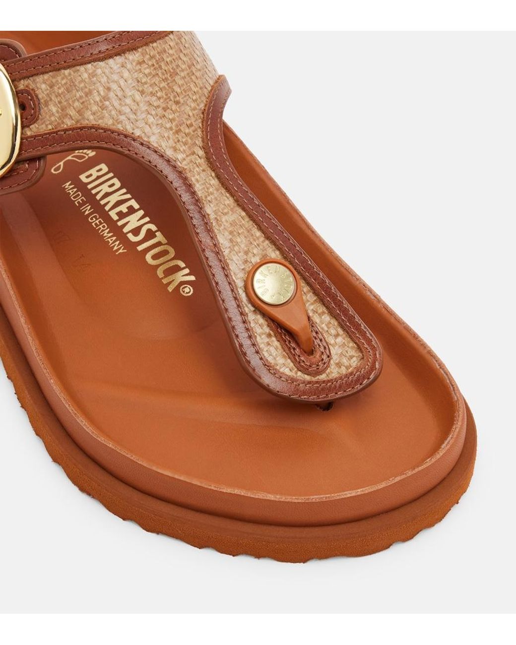 Birkenstock Brown Gizeh Leather-Trimmed Woven Thong Sandals