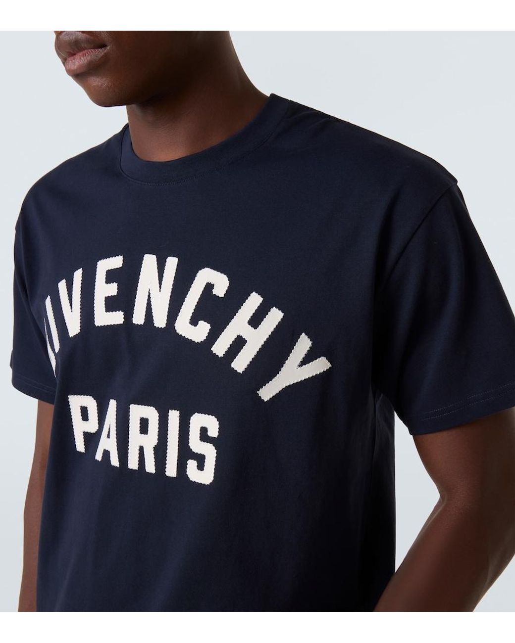 Givenchy Blue Cotton Logo T-Shirt for men