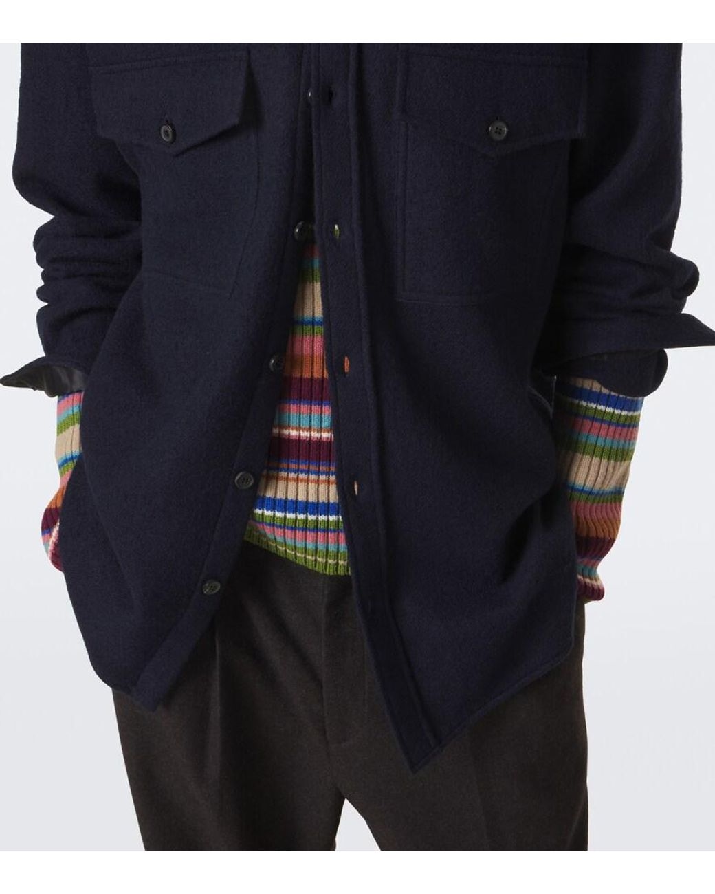 Dries Van Noten Blue Wool Overshirt for men