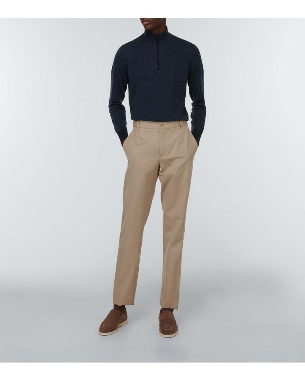 Loro Piana Blue Mezzocollo Roadster Cashmere Sweater for men