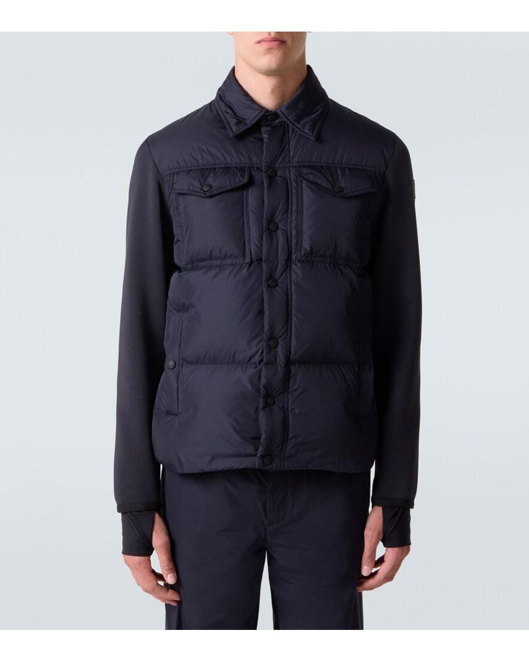 Moncler Blue Down-Paneled Cardigan for men