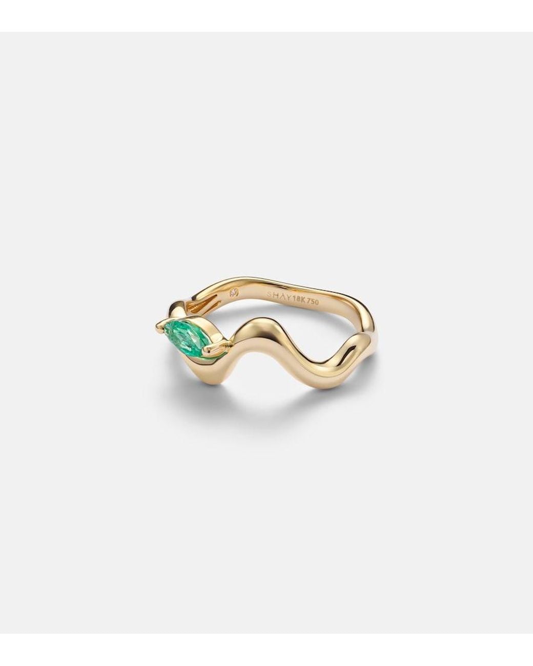 SHAY White 18Kt Ring With Emeralds