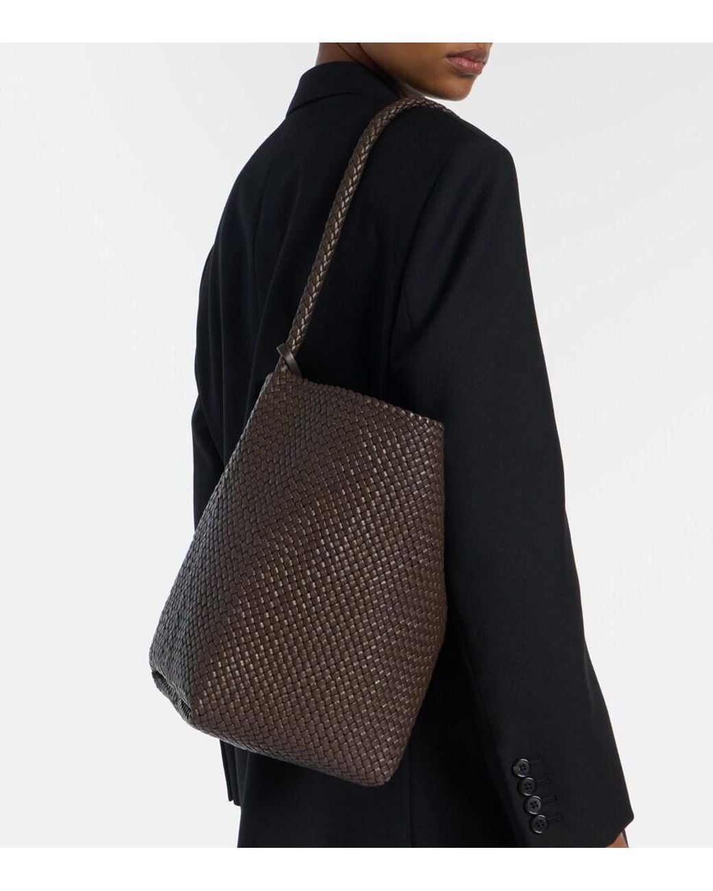 The Row Black Schultertasche N/S Park Medium Aus Leder