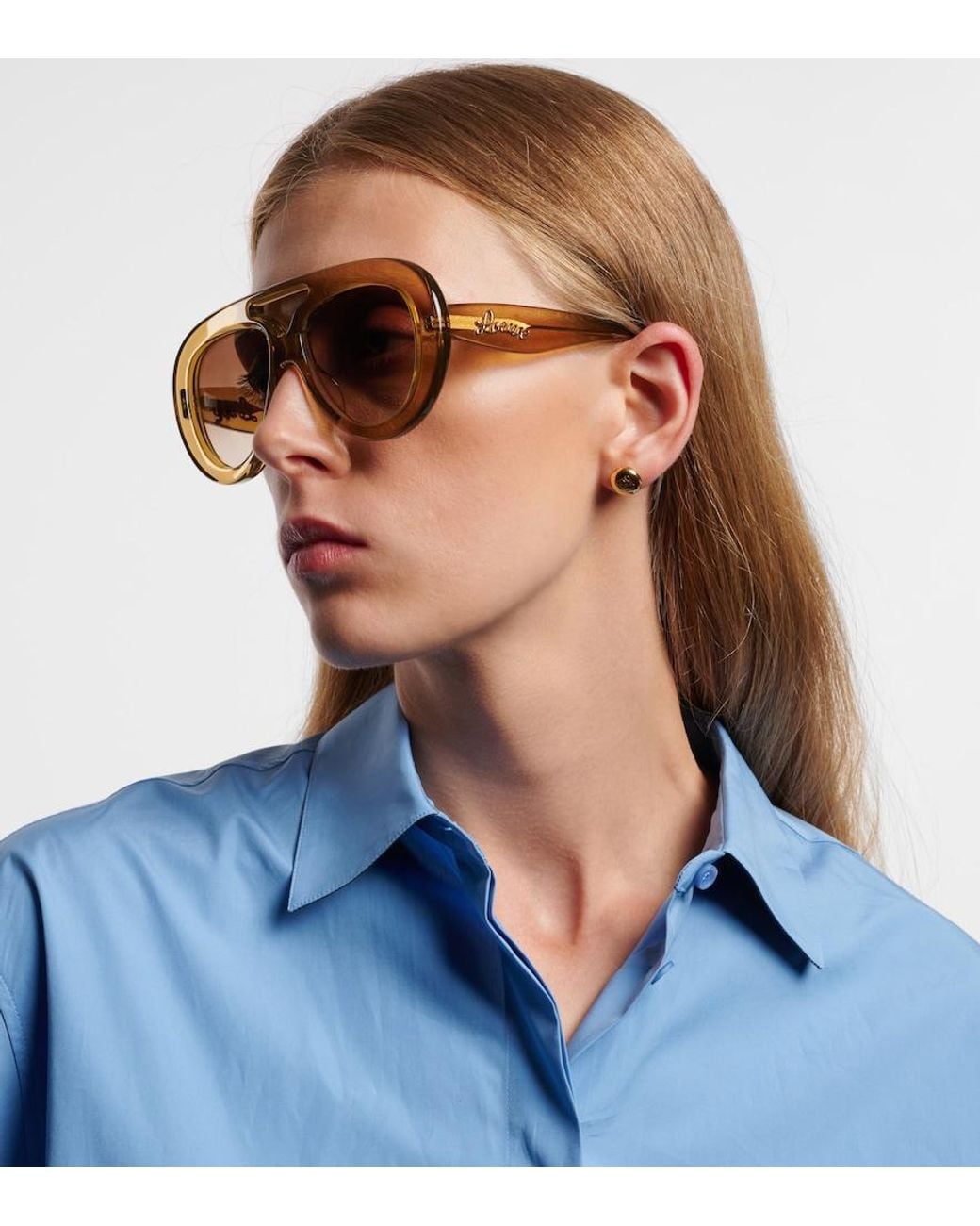 Loewe Brown Curvy Aviator Sunglasses