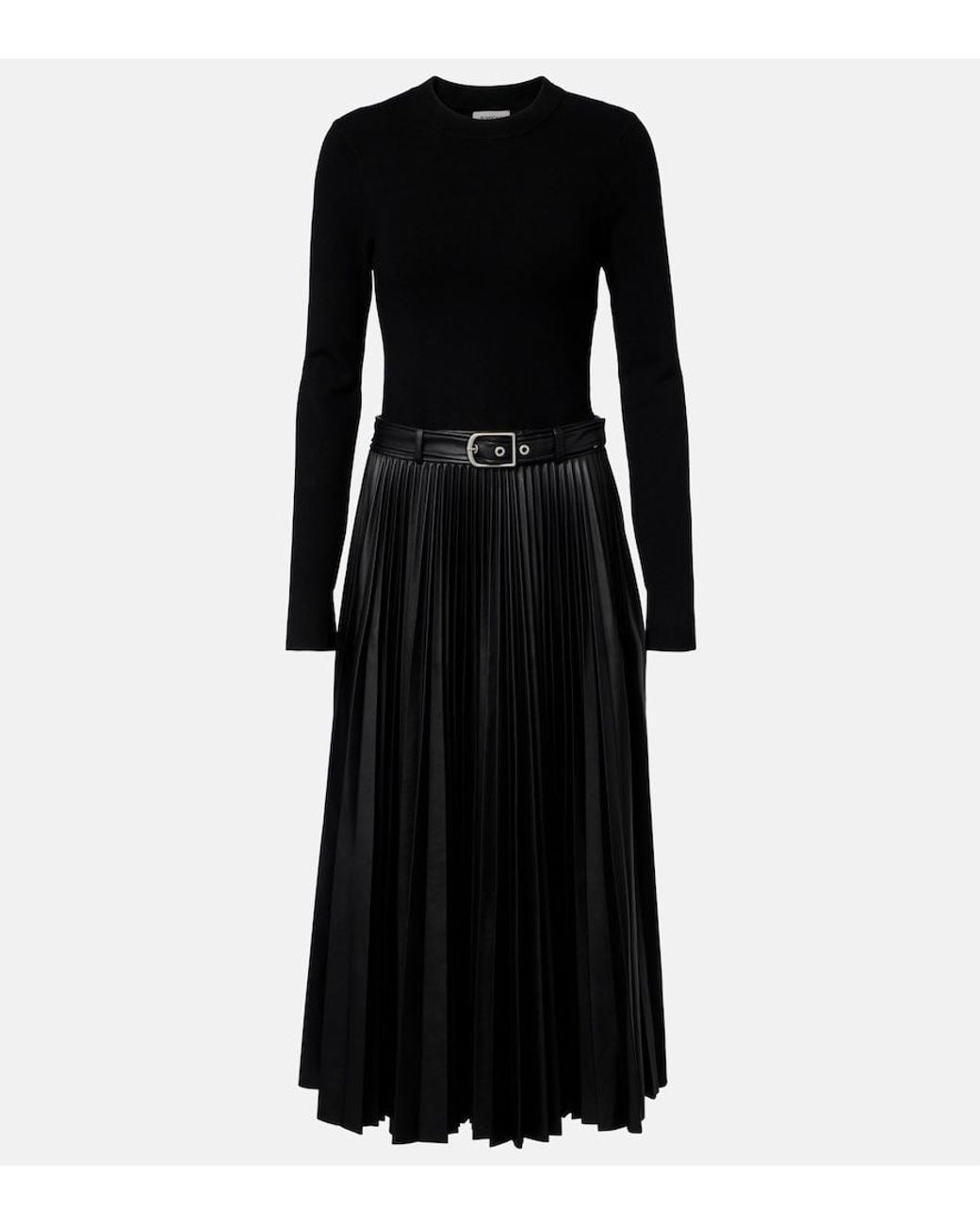 Jonathan Simkhai Black Abilene Knitted Pleated Midi Dress