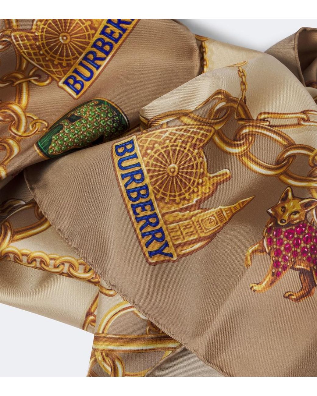 Burberry Metallic Printed Silk Twill Scarf