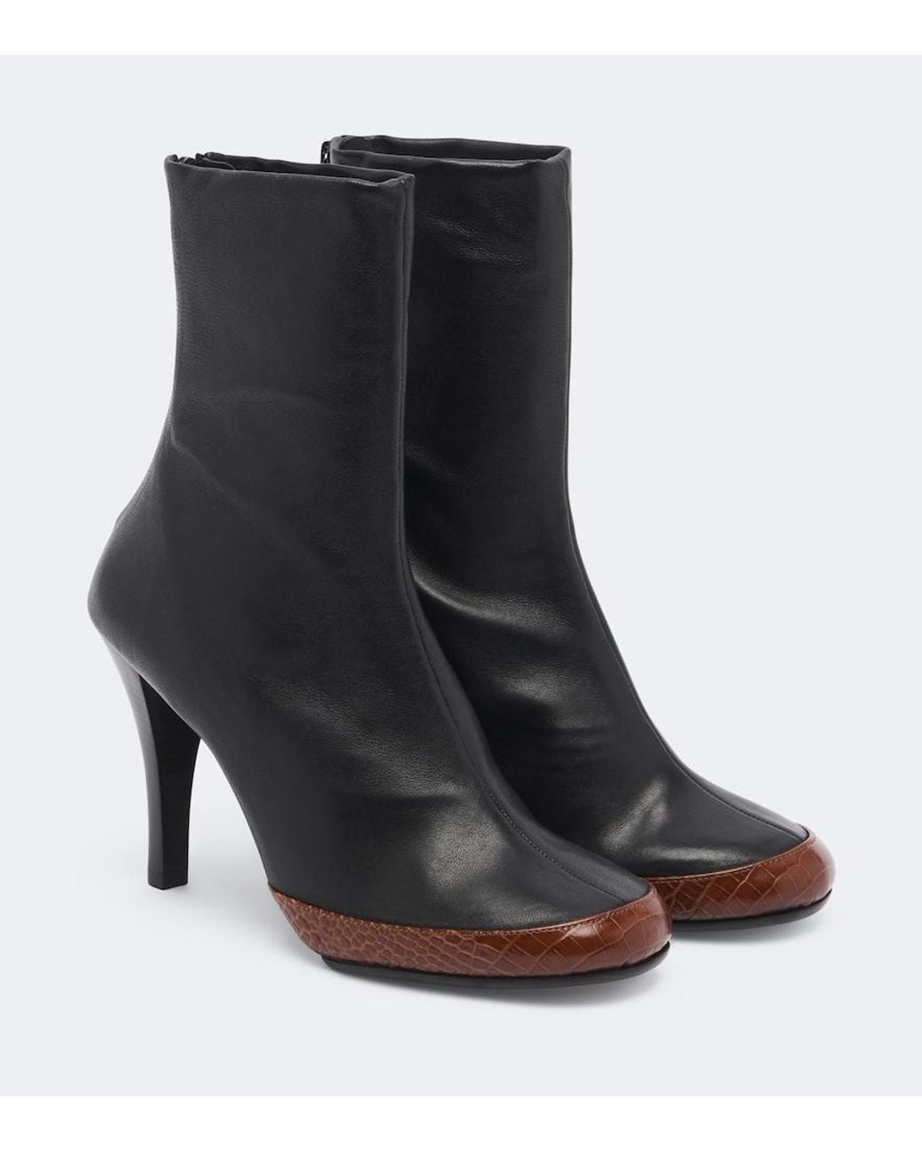 Jude Black Luna Croc-Effect Leather Ankle Boots