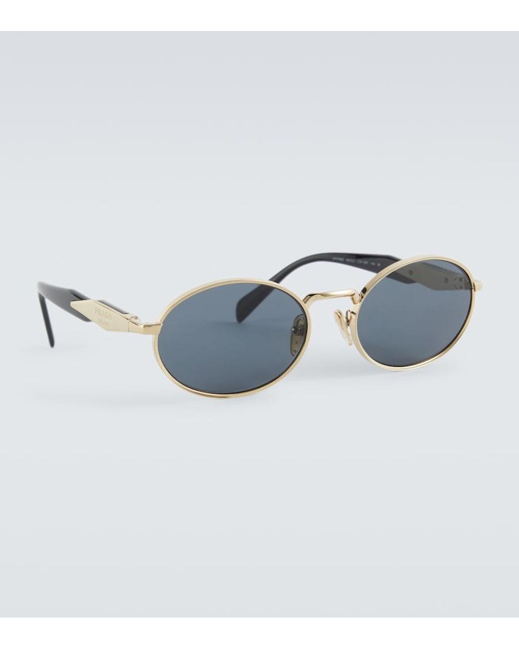 Prada Blue Logo Oval Sunglasses for men