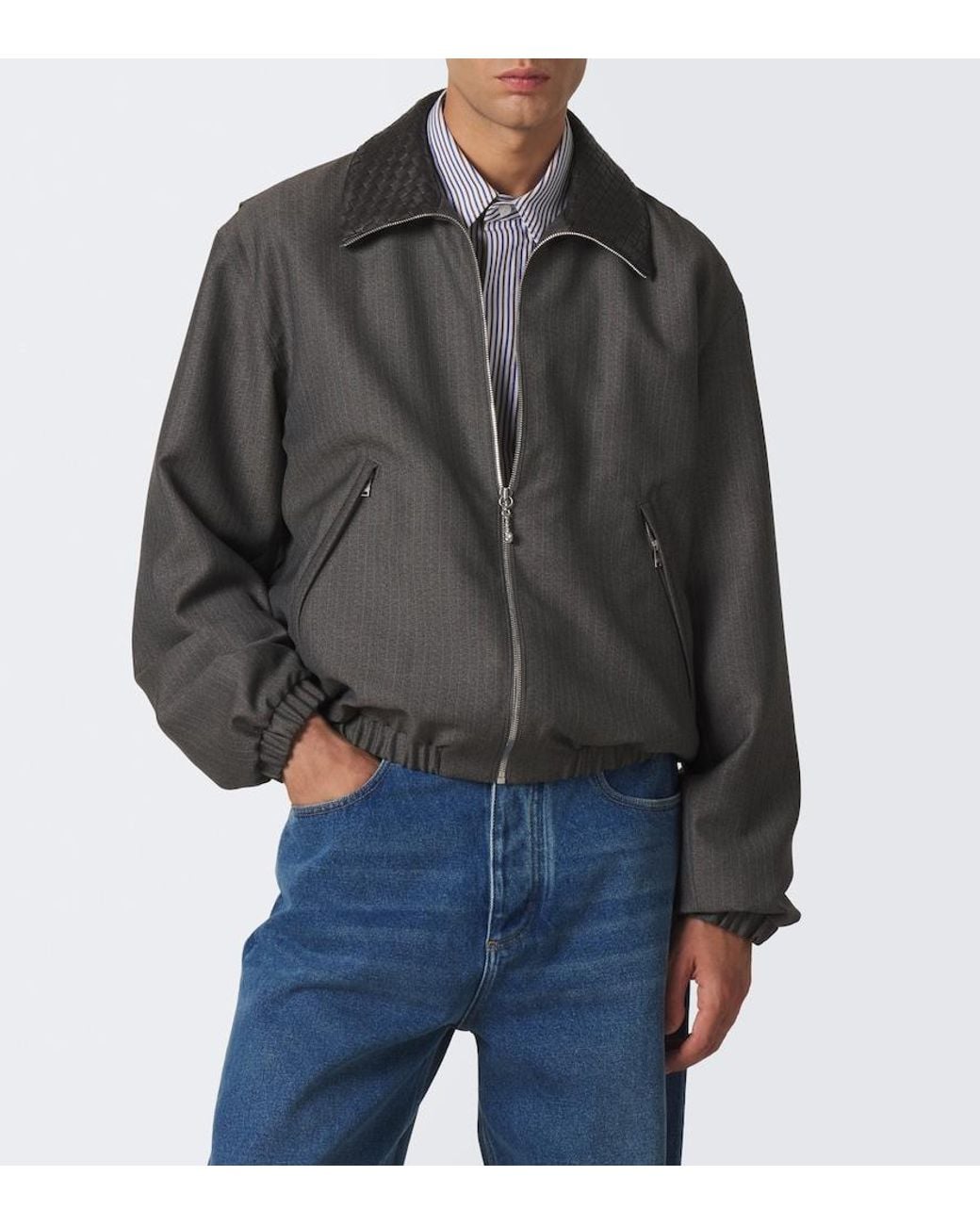 Bottega Veneta Black Intrecciato Wool And Mohair Blouson Jacket for men