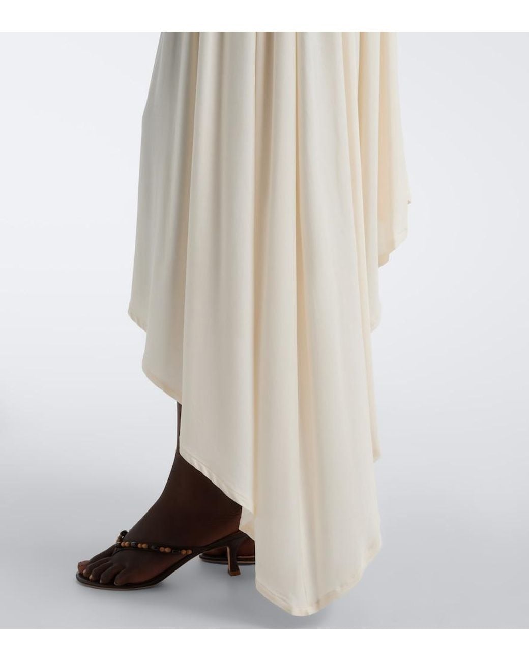 AYA MUSE White Elya Asymmetric Pleated Midi Skirt