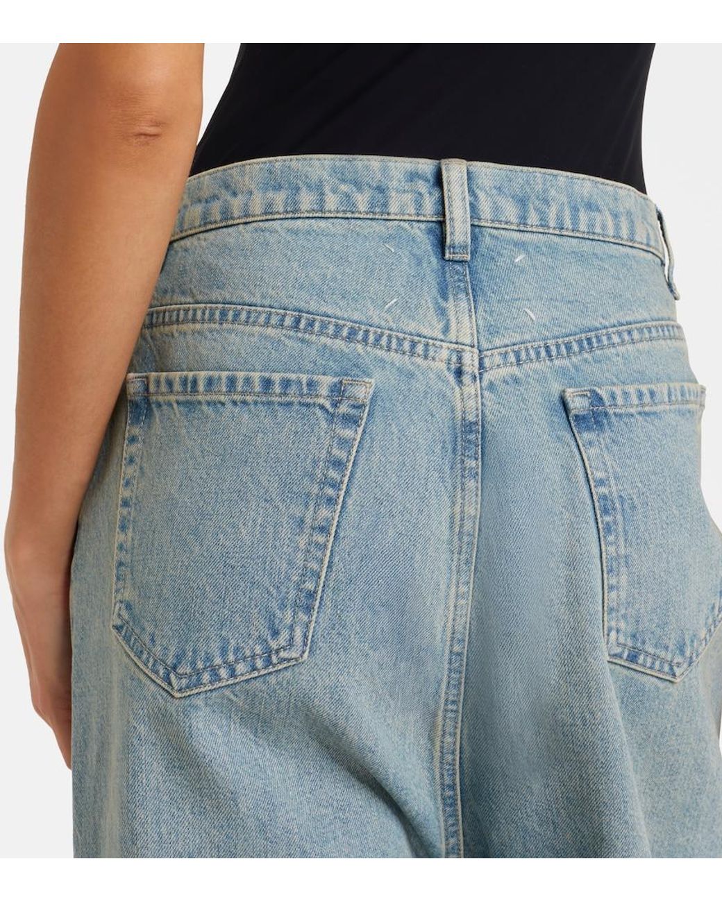 Maison Margiela Blue Frayed Straight Jeans