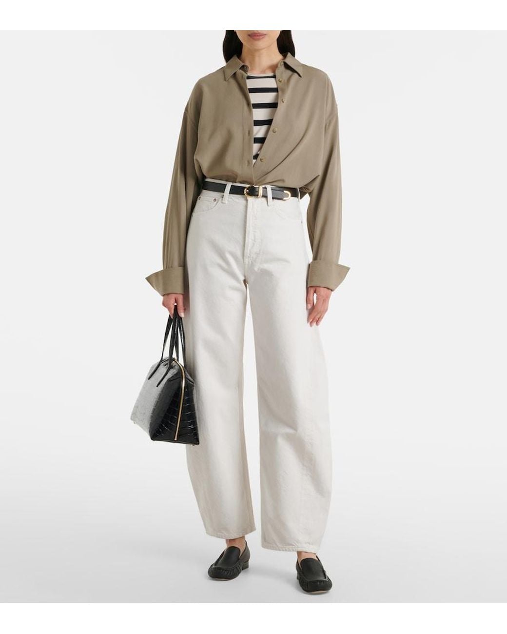 Agolde White Luna Barrel-Leg Jeans