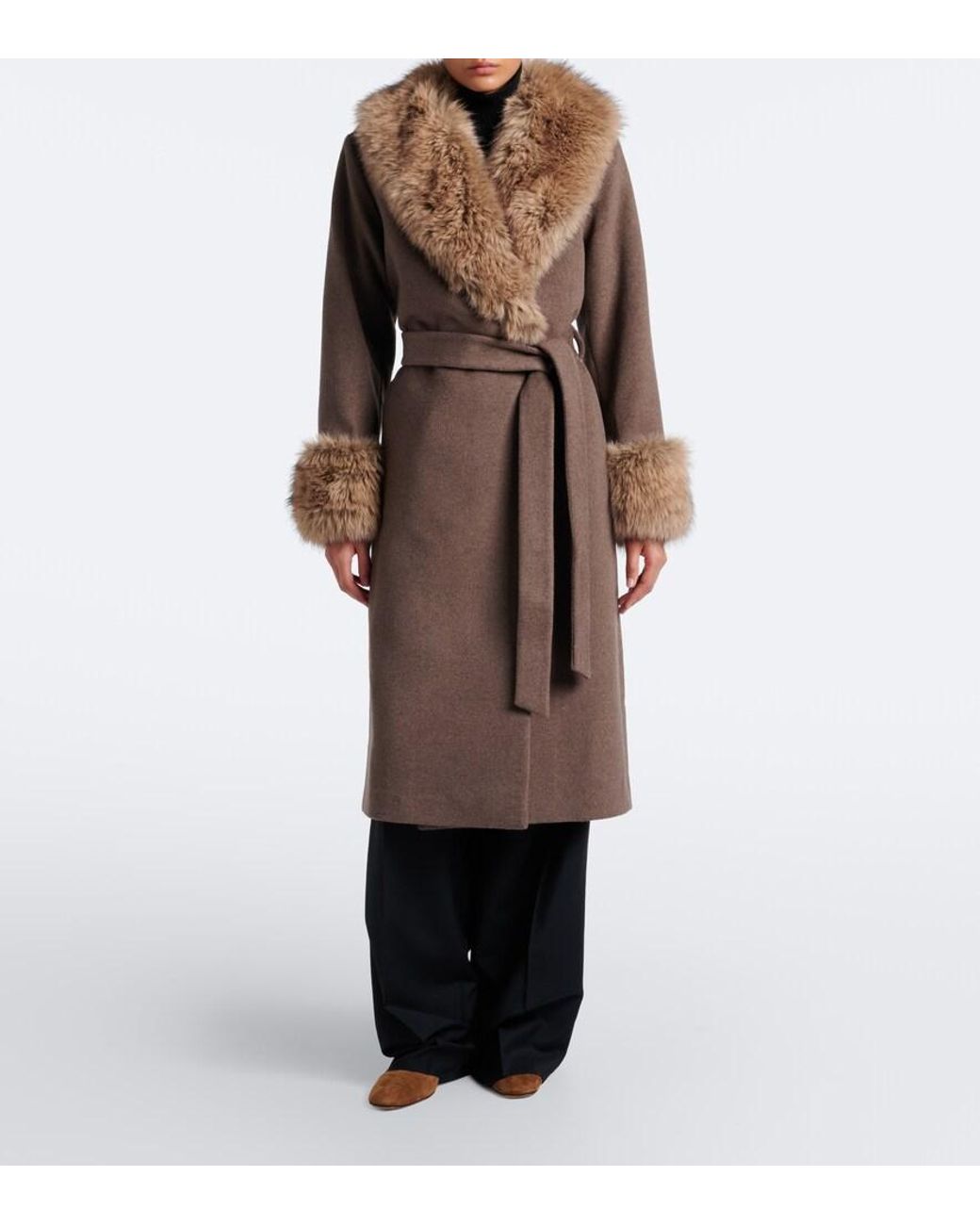 Jonathan Simkhai Brown Kinsley Wool-Blend Wrap Coat