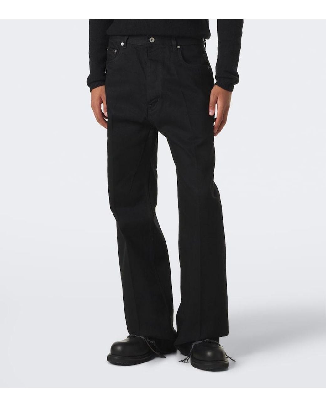 Rick Owens Black Geth Distressed Wide-Leg Jeans for men