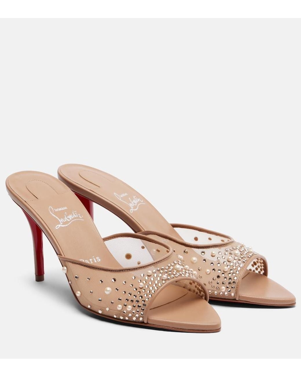 Christian Louboutin Pink Miss Z Degrastrass Perla Mesh Mules