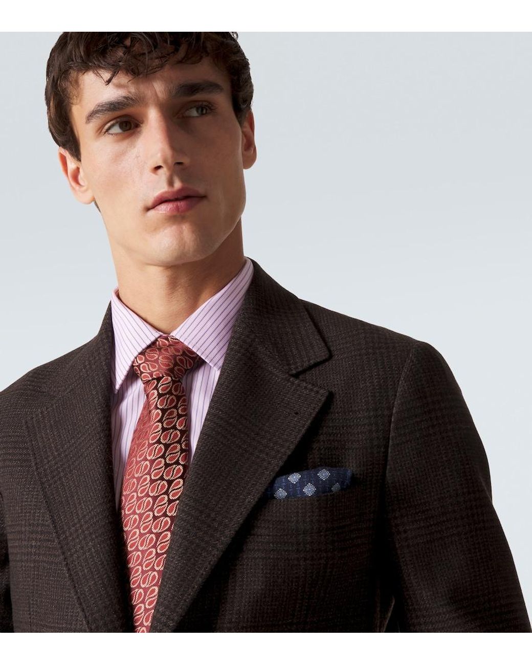 Charvet Red Silk Jacquard Tie for men