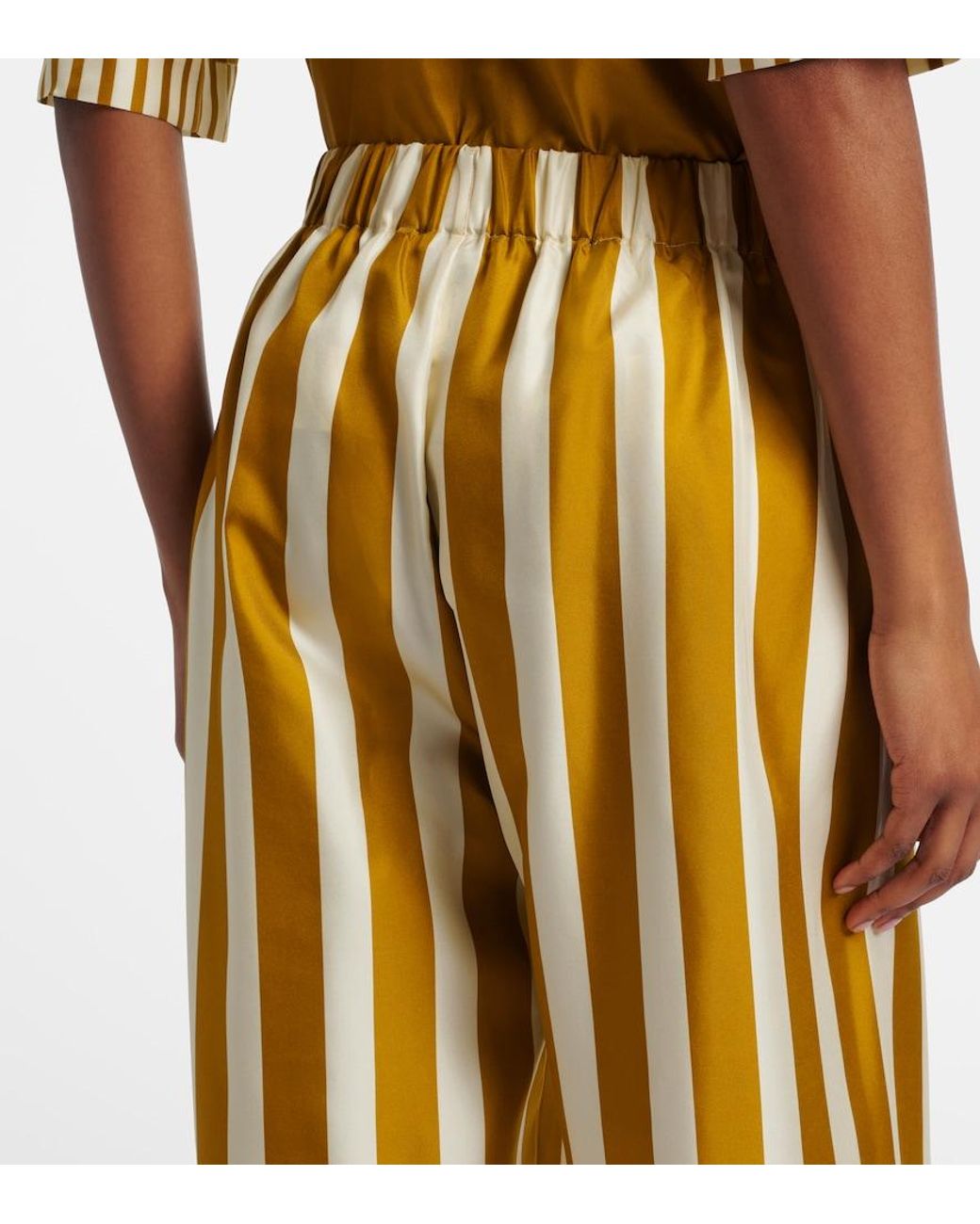 Eres Metallic Pacha Striped Silk Twill Palazzo Pants