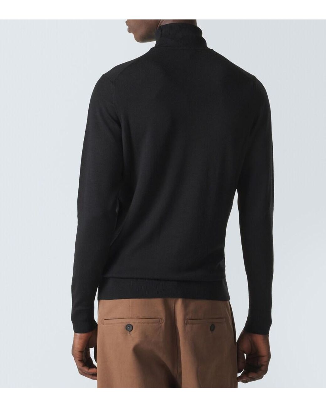 Sunspel Black Wool Turtleneck Sweater for men