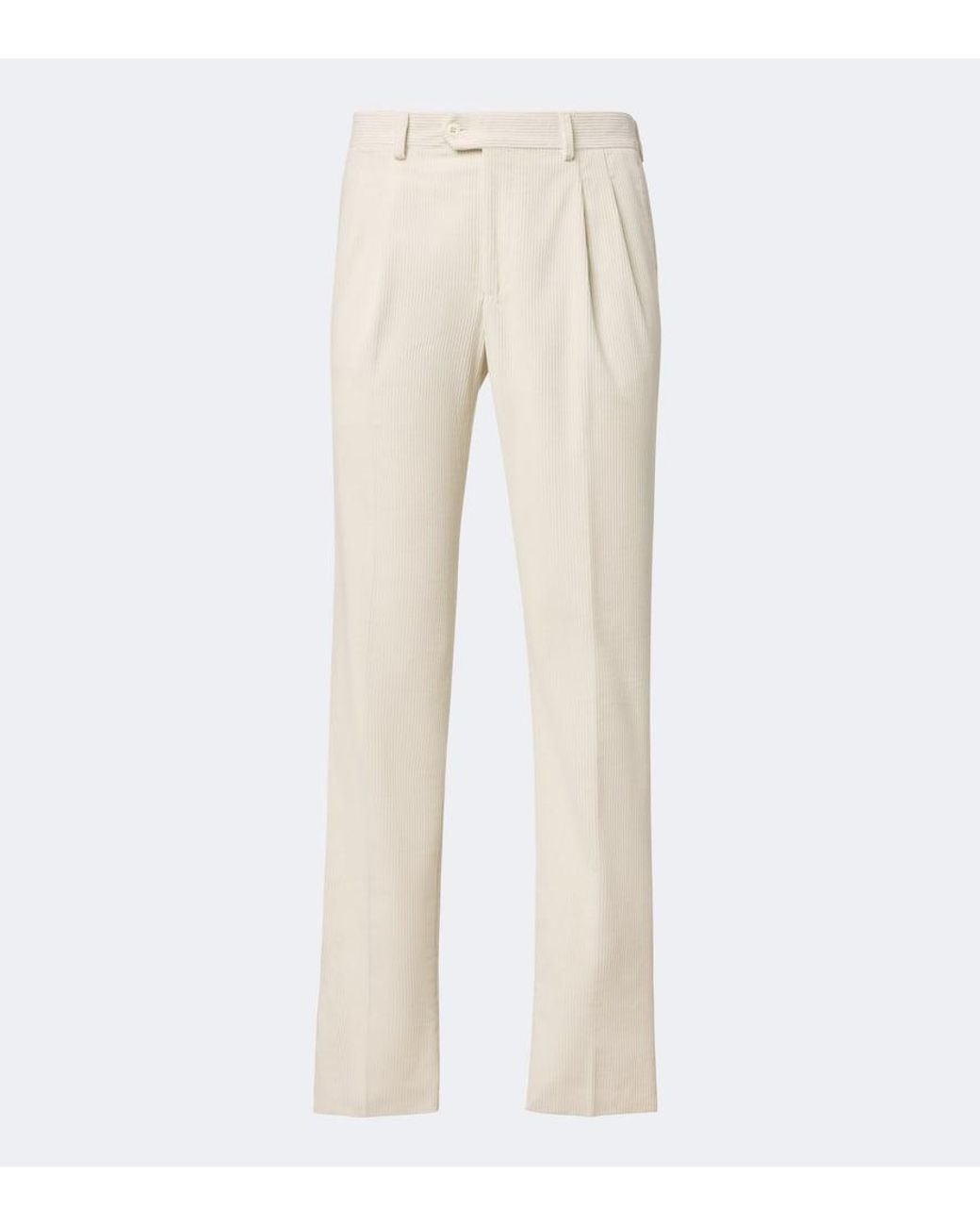 Rubinacci Natural Modluca Cotton Corduroy Straight Pants for men