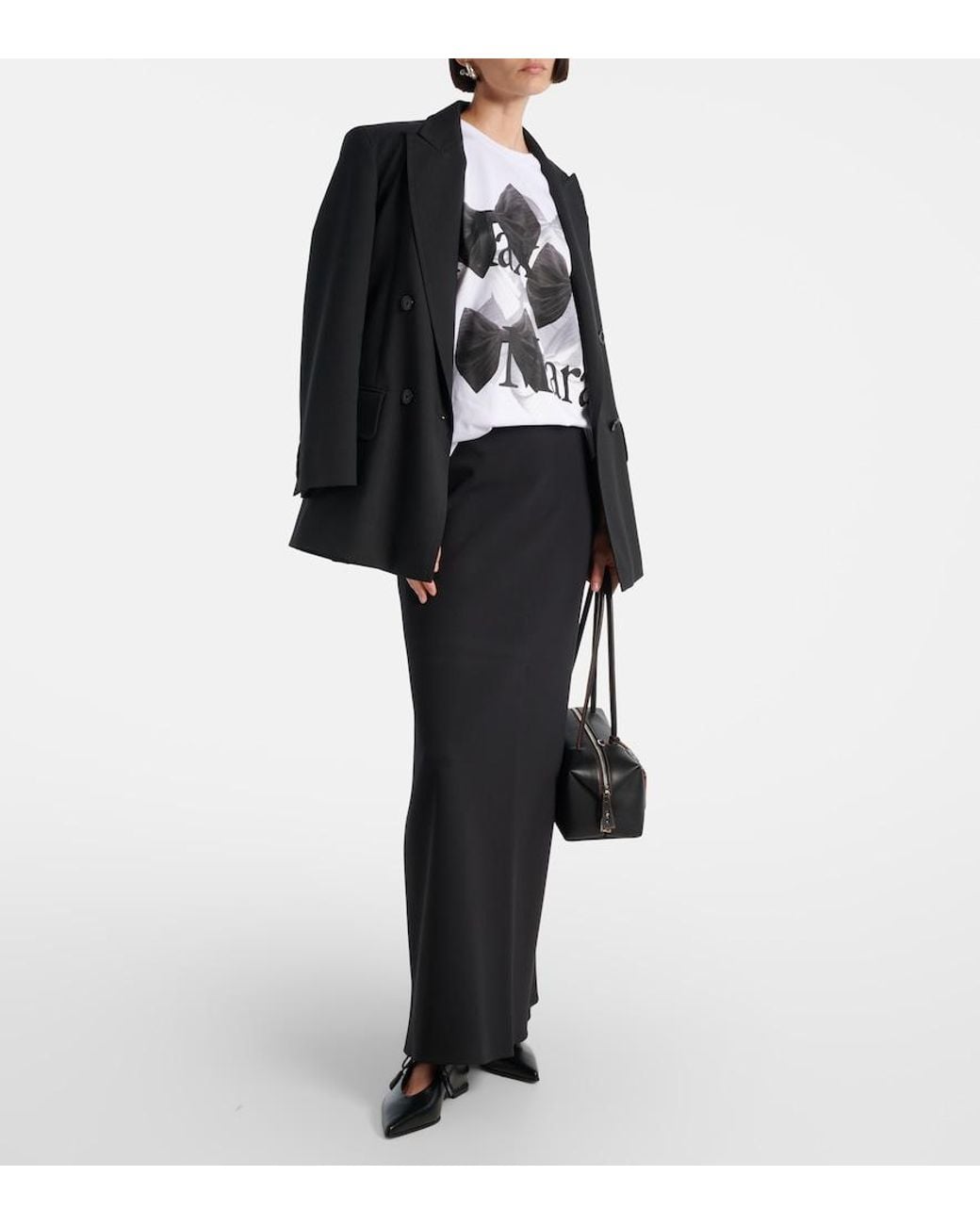 Max Mara White Bow-Print Cotton T-Shirt