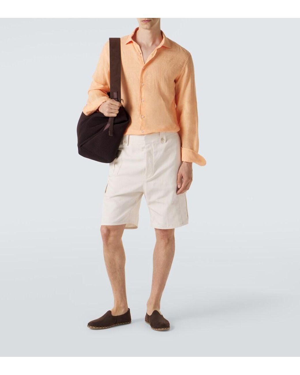 Fedeli Orange Linen Shirt for men