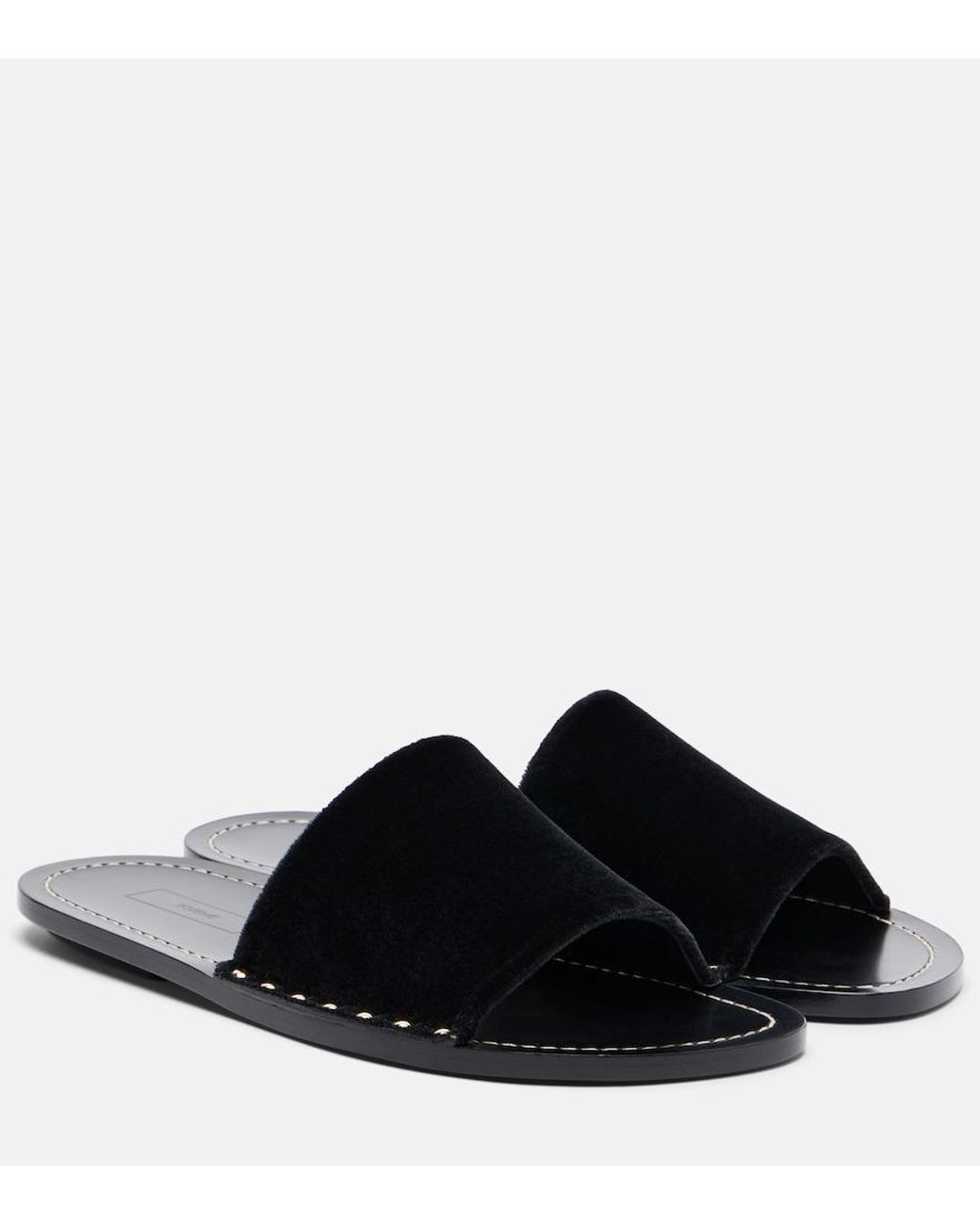 Totême Black Studded Velvet Slides
