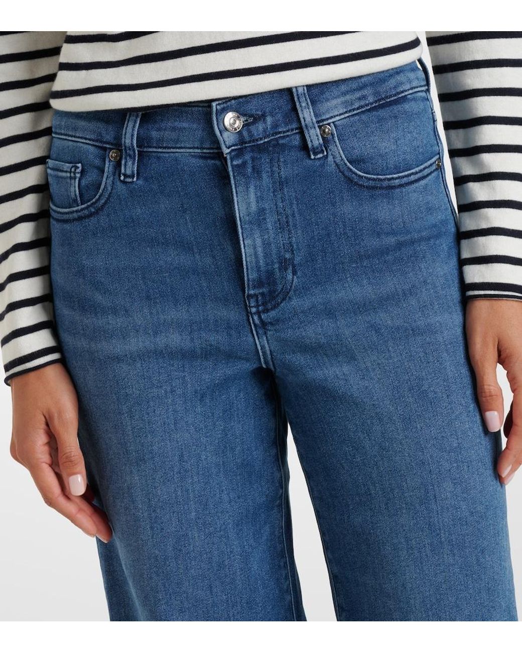 FRAME Blue Le Slim Palazzo Wide-Leg Jeans