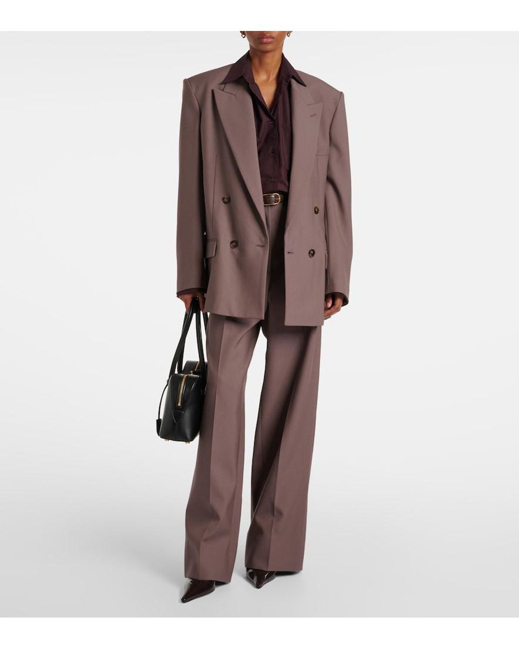 Stella McCartney Brown Wool Wide-Leg Pants