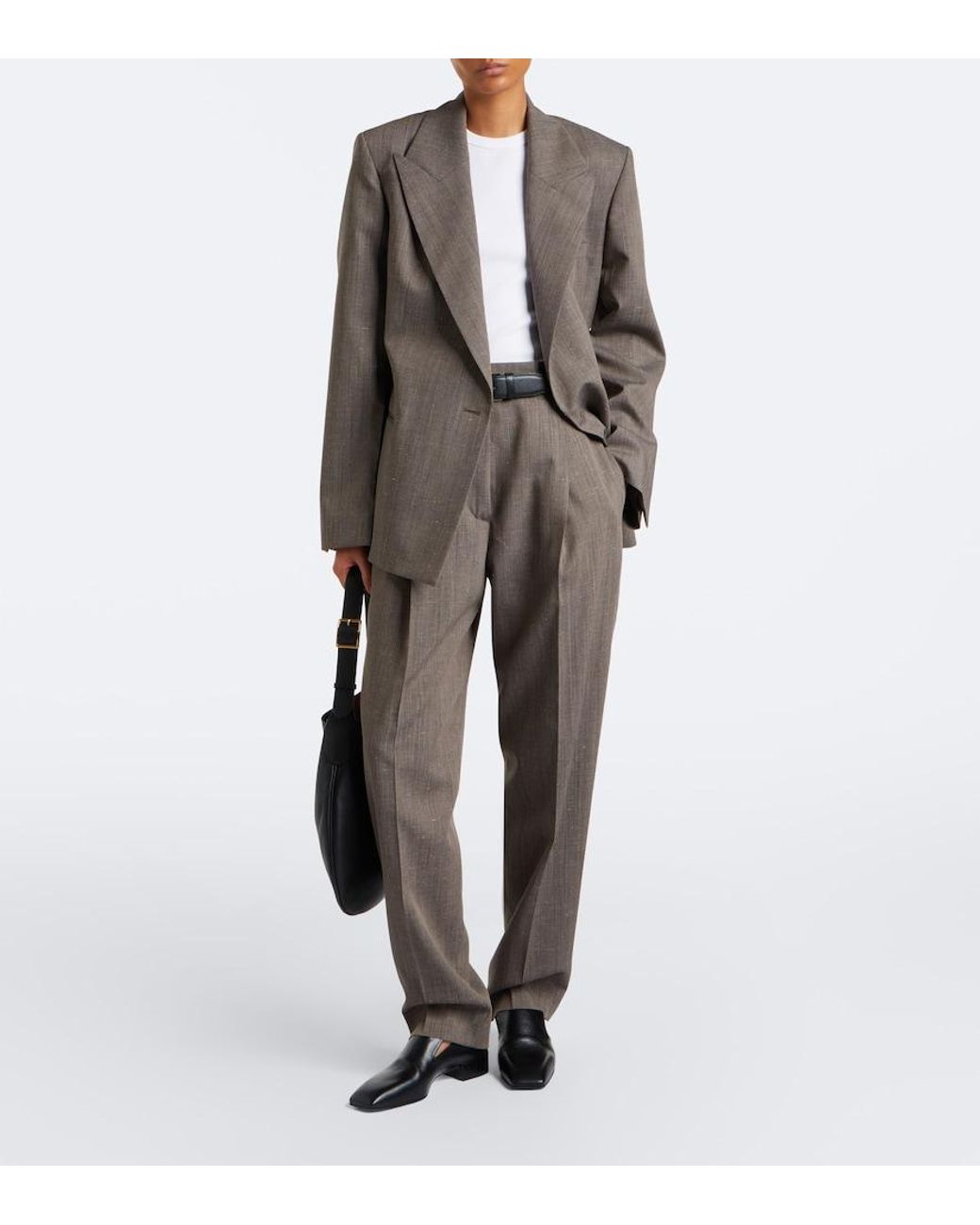 Rohe Brown Wool-Blend Tapered Pants