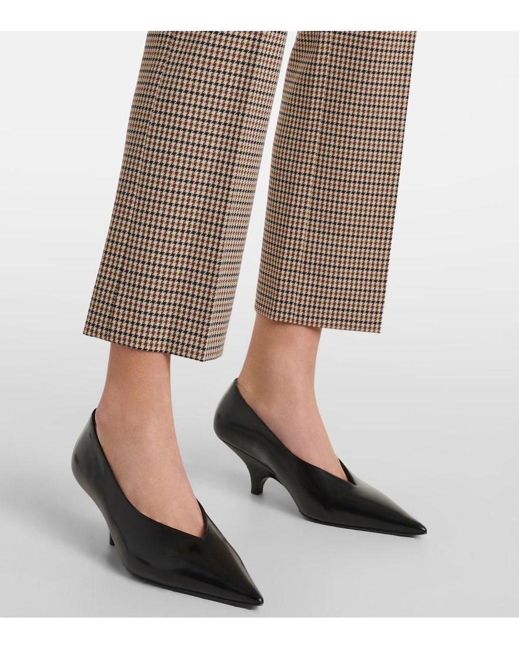 Veronica Beard Gray Arte Houndstooth High-Rise Cropped Pants