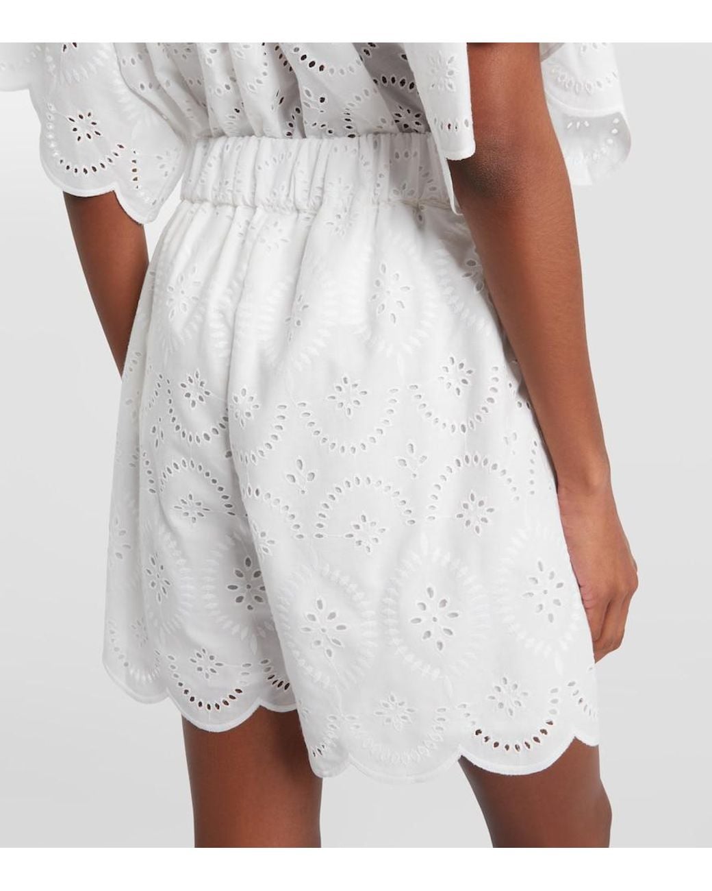 Faithfull The Brand White Fondaco Broderie Anglaise Scalloped Shorts