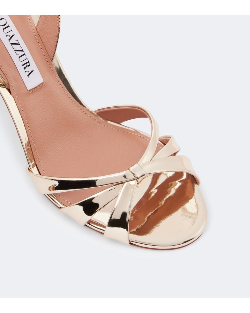 Aquazzura Pink Tati 85 Metallic Leather Sandals