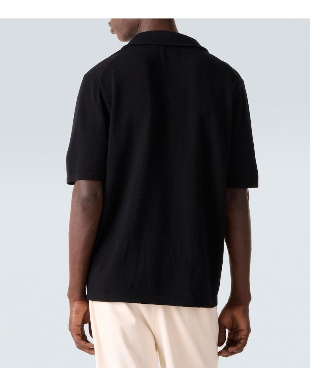Allude Black Wool And Cashmere Polo Sweater for men